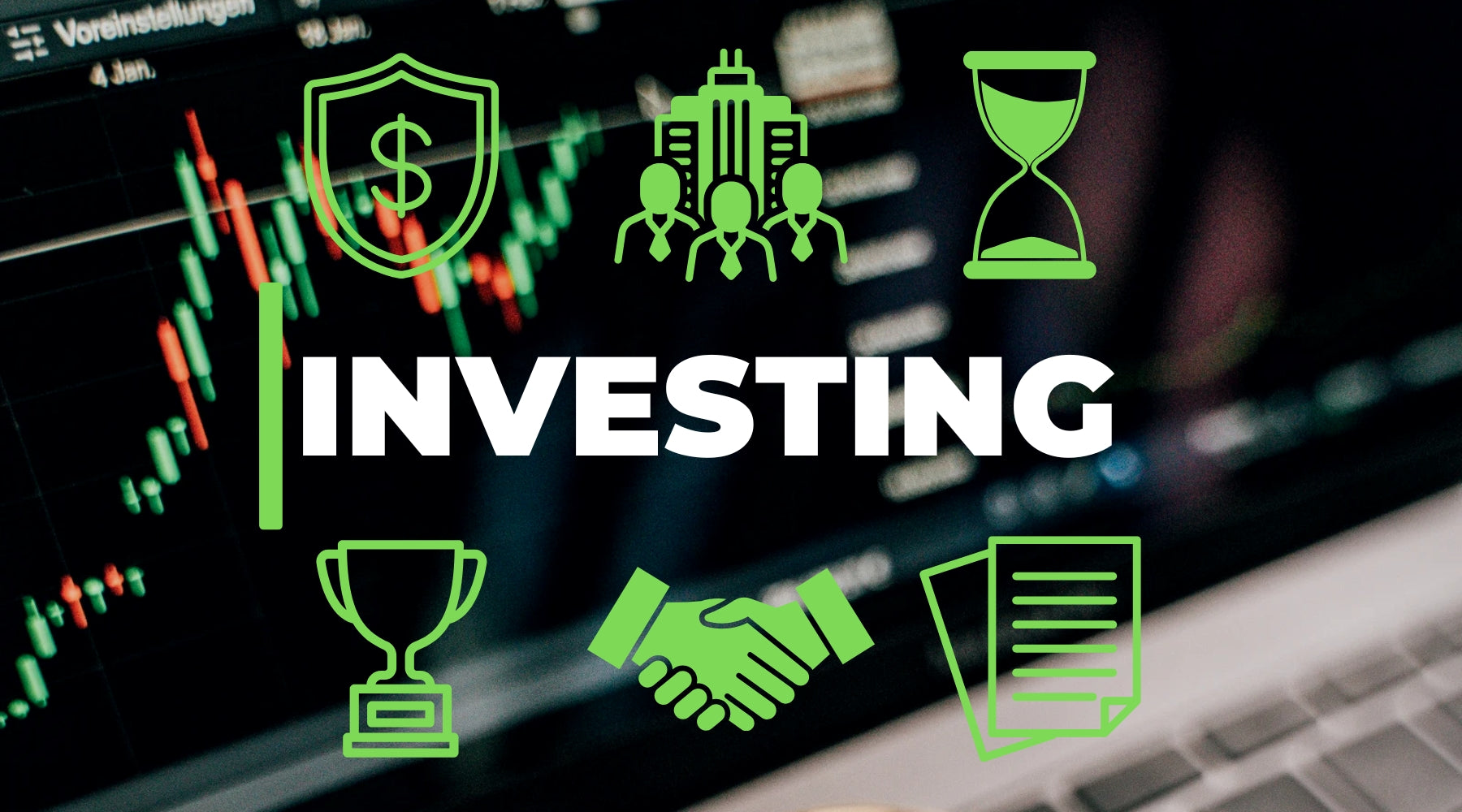 Investment strategy representation with financial growth and wealth icons